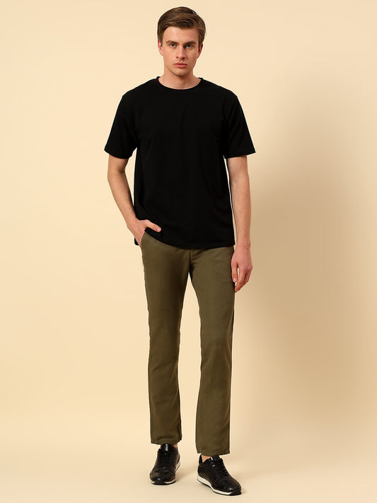 Casual Trouser for Men | Breathable & Soft with Color Fastness Regular Fit Cotton Fabric Solid Pattern Button Closure