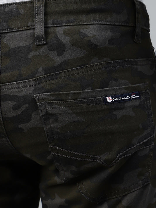 Casual Trouser for Men | Breathable & Soft with Color Fastness Regular Fit Cotton Blend Fabric Printed Pattern Button Closure