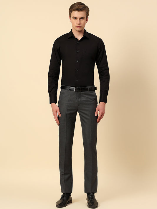 Casual Trouser for Men | Breathable & Soft with Color Fastness Regular Fit Poly Viscose Fabric Self Design Pattern Button Closure