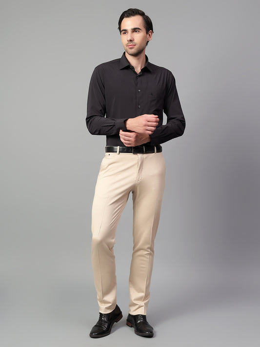 Formal Shirt for Men l Breathable & Soft with Color Fastness Regular Fit Spread Collar Neck Poly Cotton Fabric Solid Pattern