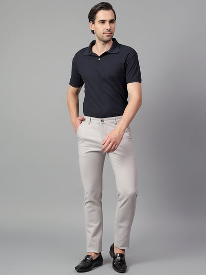 Casual Trouser for Men | Breathable & Soft with Color Fastness Regular Fit Cotton Blend Fabric Solid Pattern Button Closure