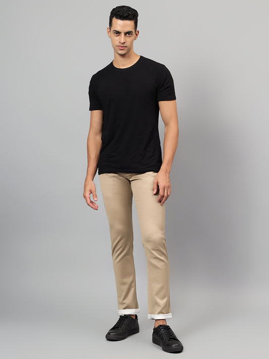 Denim Jeans for Men l Breathable & Soft with Color Fastness Ultra Narrow Fit Cotton Fabric Solid Pattern Button Closure