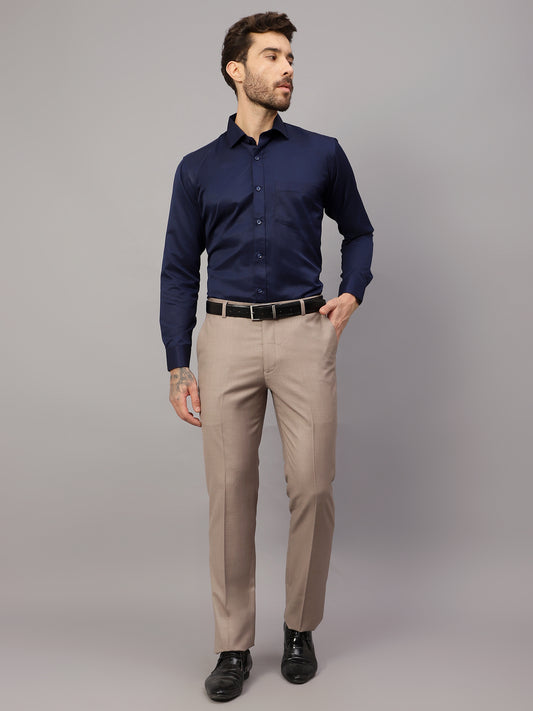 Formal Trouser for Men | Breathable & Soft with Color Fastness Regular Fit Terry Rayon Fabric Self Design Pattern Hook & Eye Closure