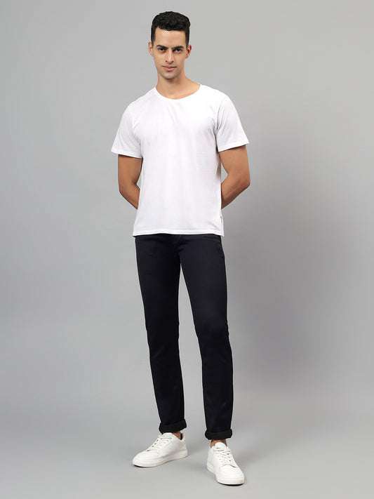 Denim Jeans for Men l Breathable & Soft with Color Fastness Ultra Narrow Fit Cotton Fabric Solid Pattern Button Closure