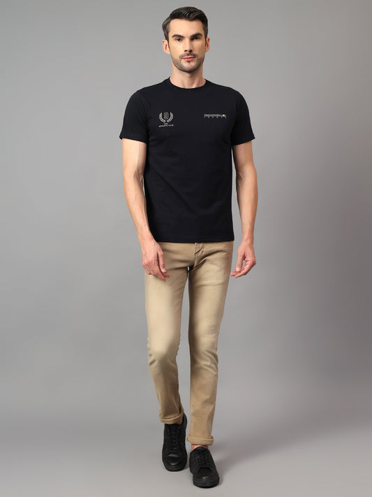 Denim Jeans for Men l Breathable & Soft with Color Fastness Ultra Narrow Fit Cotton Fabric Solid Pattern Button Closure