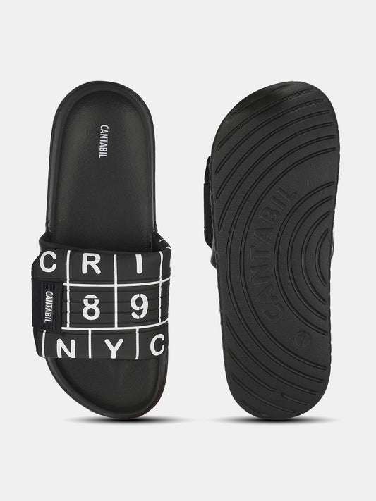Men's Black Colourblock Sliders