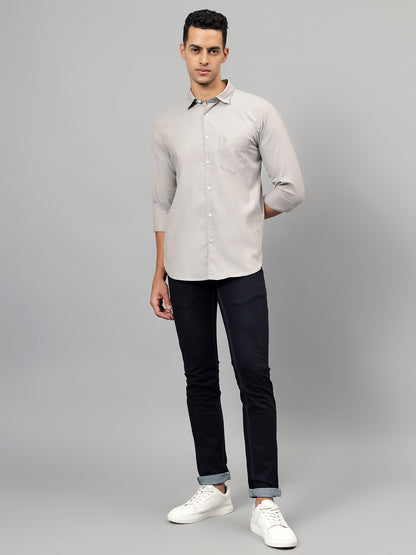 Casual Shirt for Men | Breathable & Soft with Color Fastness Regular Fit Spread Collar Neck Cotton Fabric Self Design Pattern