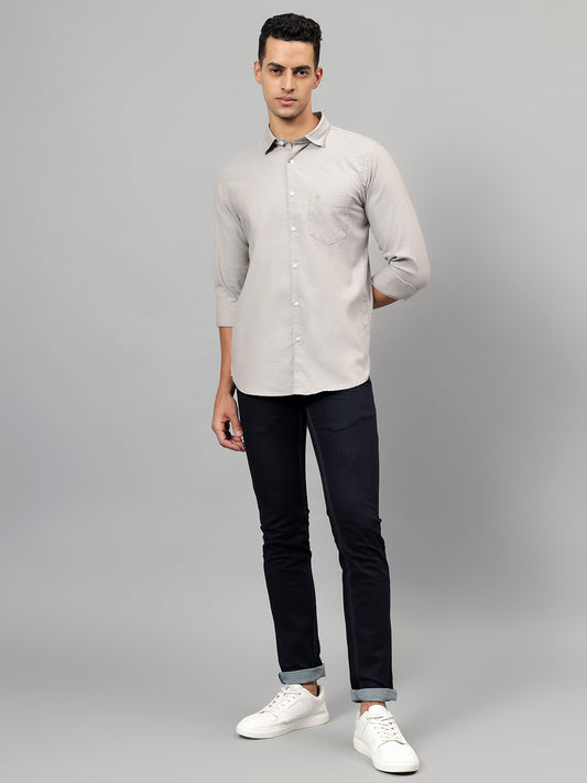 Casual Shirt for Men | Breathable & Soft with Color Fastness Regular Fit Spread Collar Neck Cotton Fabric Self Design Pattern