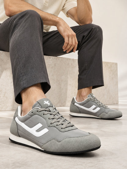 Men’s Grey Striped Casual Sneakers