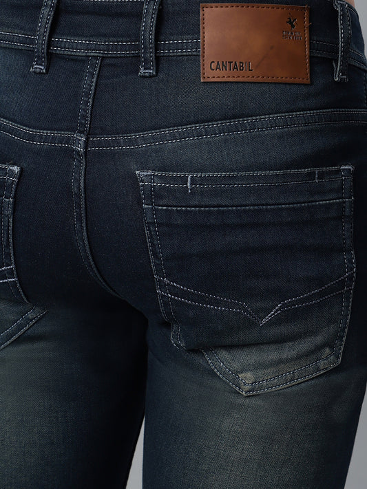 Denim Jeans for Men l Breathable & Soft with Color Fastness Ultra Narrow Fit Cotton Fabric Solid Pattern Button Closure