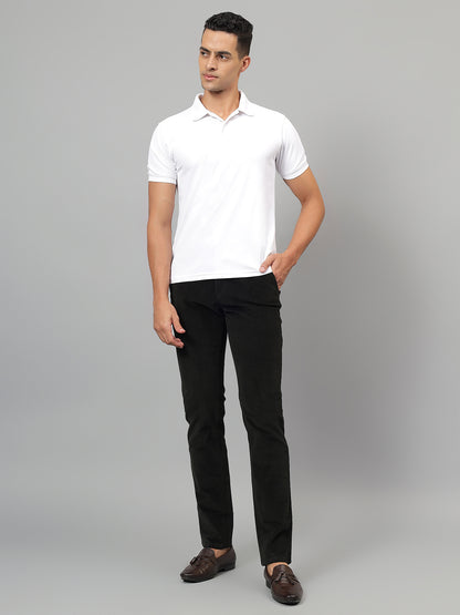 Casual Trouser for Men | Breathable & Soft with Color Fastness Regular Fit Cotton Blend Fabric Self Design Pattern Button Closure