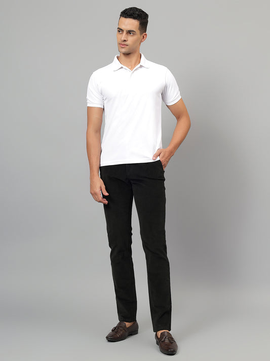 Casual Trouser for Men | Breathable & Soft with Color Fastness Regular Fit Cotton Blend Fabric Self Design Pattern Button Closure