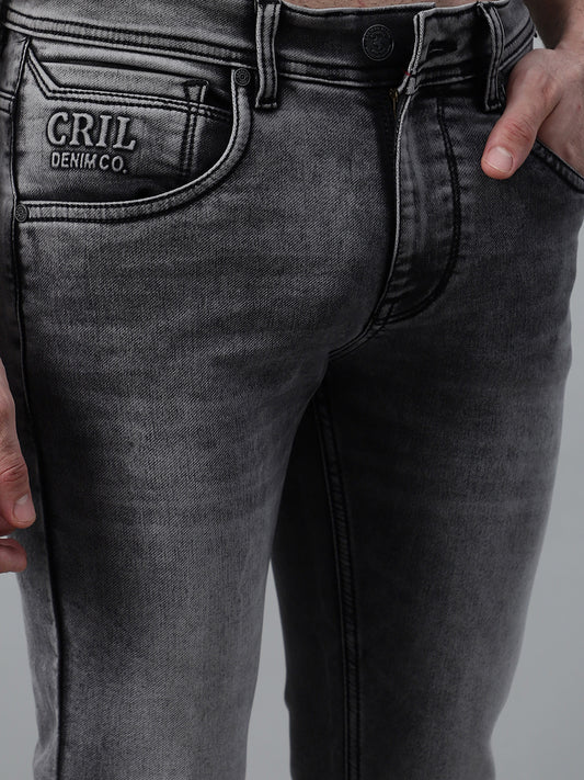 Denim Jeans for Men l Breathable & Soft with Color Fastness Ultra Narrow Fit Cotton Fabric Solid Pattern Button Closure