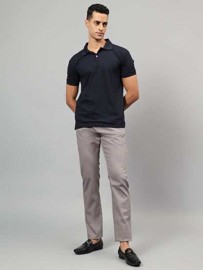 Casual Trouser for Men | Breathable & Soft with Color Fastness Regular Fit Cotton Blend Fabric Self Design Pattern Button Closure