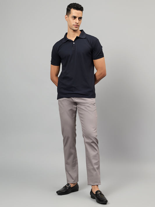 Casual Trouser for Men | Breathable & Soft with Color Fastness Regular Fit Cotton Blend Fabric Self Design Pattern Button Closure