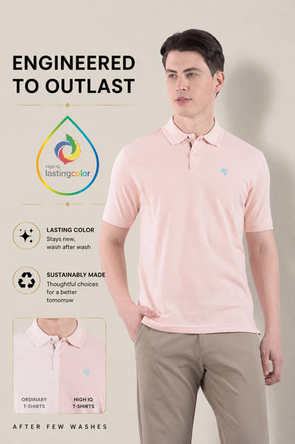 T-Shirt for Men | Breathable & Soft with Color Fastness Regular Fit Polo Neck Poly Cotton Fabric Solid Pattern