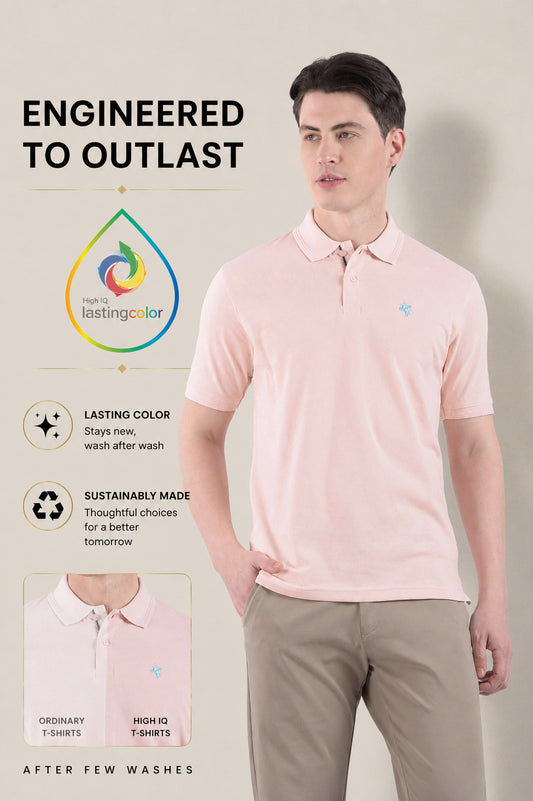 T-Shirt for Men | Breathable & Soft with Color Fastness Regular Fit Polo Neck Poly Cotton Fabric Solid Pattern