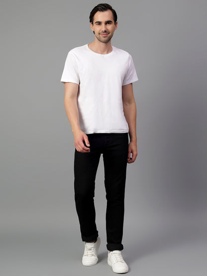 Denim Jeans for Men l Breathable & Soft with Color Fastness Ultra Narrow Fit Cotton Fabric Solid Pattern Button Closure