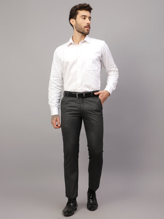 Formal Trouser for Men | Breathable & Soft with Color Fastness Regular Fit Poly Viscose Fabric Self Design Pattern Hook & Eye Closure