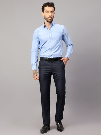 Men's Formal Flat front Navy Blue  Trousers