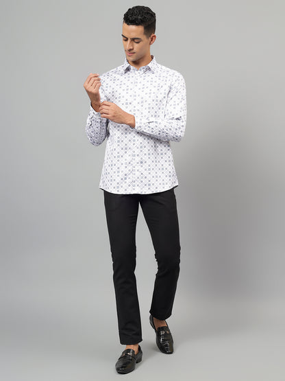 Formal Shirt for Men l Breathable & Soft with Color Fastness Regular Fit Spread Collar Neck Cotton Fabric Printed Pattern