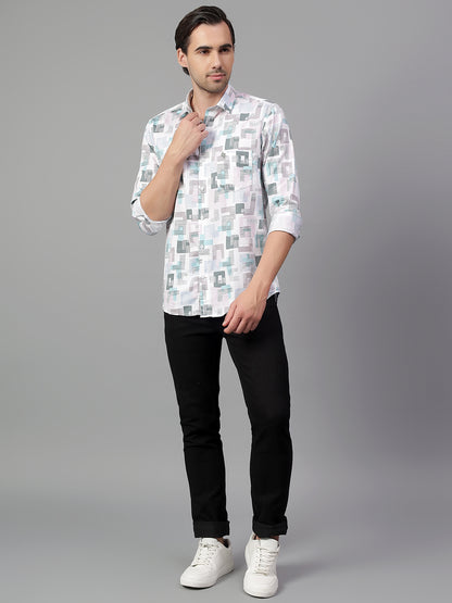 Casual Shirt for Men | Breathable & Soft with Color Fastness Regular Fit Spread Collar Neck Cotton Fabric Printed Pattern