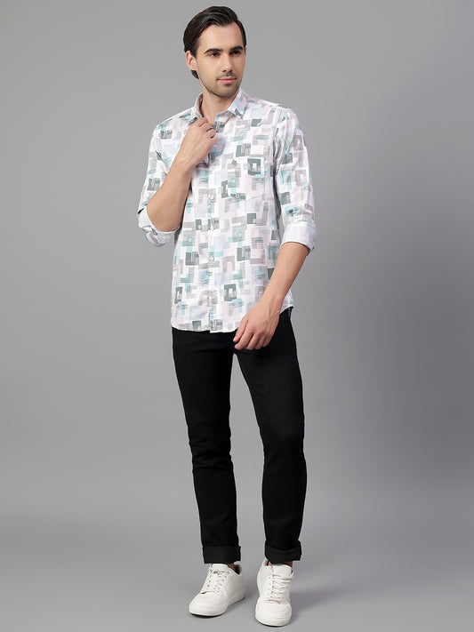 Casual Shirt for Men | Breathable & Soft with Color Fastness Regular Fit Spread Collar Neck Cotton Fabric Printed Pattern