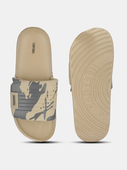Men's Beige Colourblock Sliders
