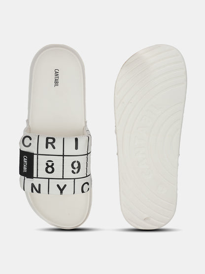Men's White Colourblock Sliders