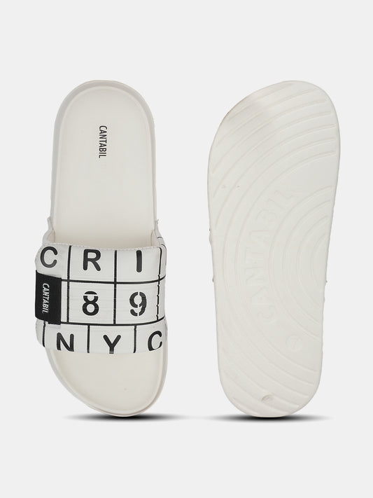 Men's White Colourblock Sliders