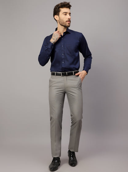 Men's Formal Flat front Grey  Trousers