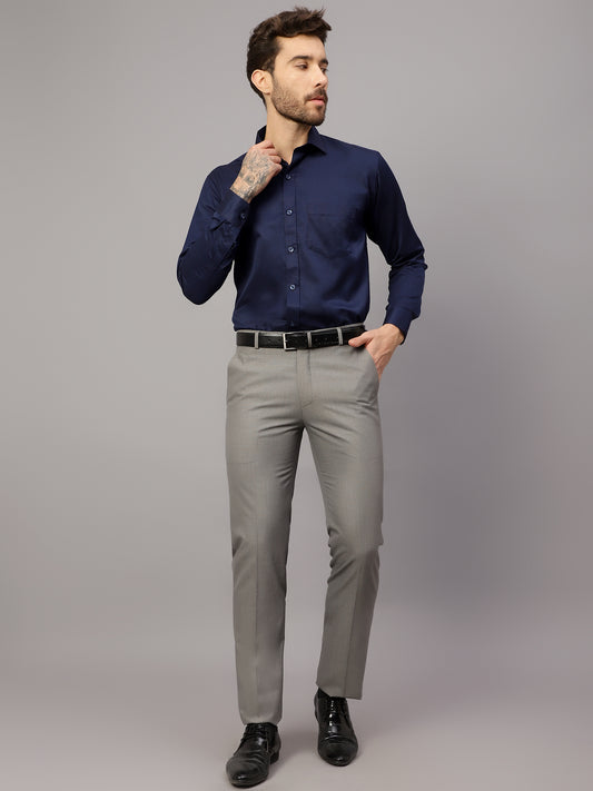 Formal Trouser for Men | Breathable & Soft with Color Fastness Regular Fit Poly Viscose Fabric Self Design Pattern Hook & Eye Closure