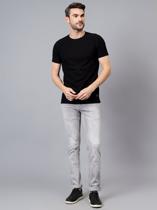 Denim Jeans for Men l Breathable & Soft with Color Fastness Ultra Narrow Fit Cotton Fabric Solid Pattern Button Closure