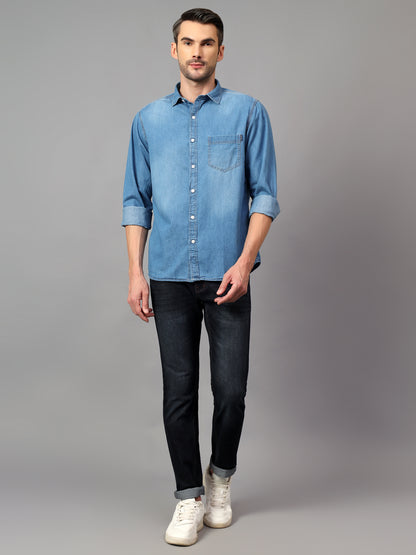 Men's Blue  Casual Denim Full Sleeve Shirt