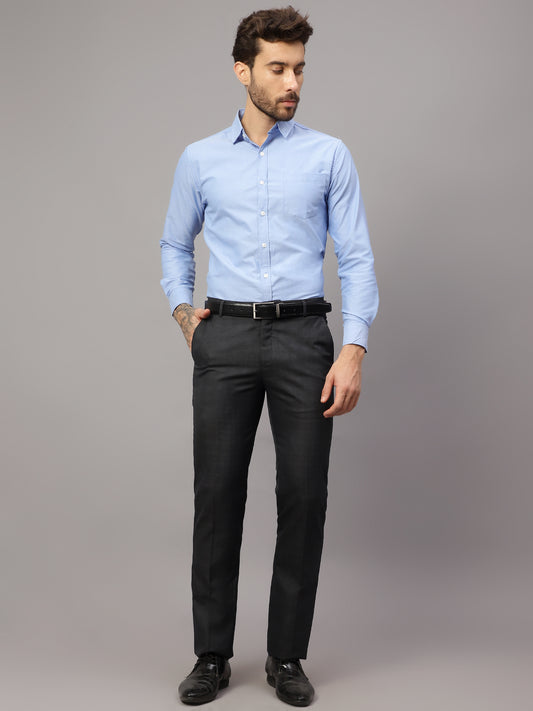 Formal Trouser for Men | Breathable & Soft with Color Fastness Regular Fit Poly Viscose Fabric Checkered Pattern Hook & Eye Closure