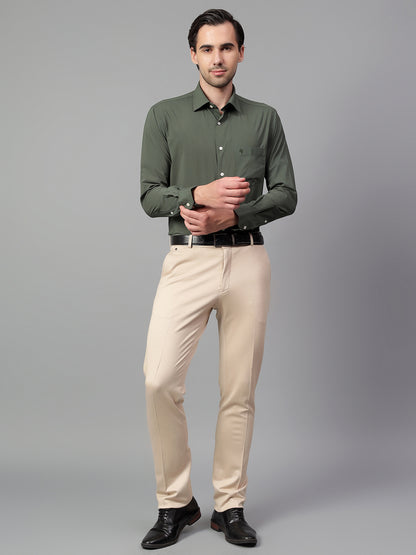 Formal Shirt for Men l Breathable & Soft with Color Fastness Regular Fit Spread Collar Neck Poly Cotton Fabric Solid Pattern