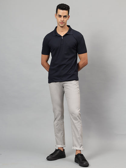 Casual Trouser for Men | Breathable & Soft with Color Fastness Regular Fit Cotton Blend Fabric Self Design Pattern Button Closure