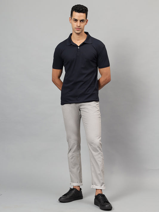 Casual Trouser for Men | Breathable & Soft with Color Fastness Regular Fit Cotton Blend Fabric Self Design Pattern Button Closure