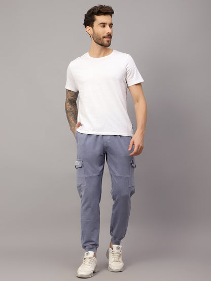 Men's Grey Solid Stretchable Active Wear Track Pant