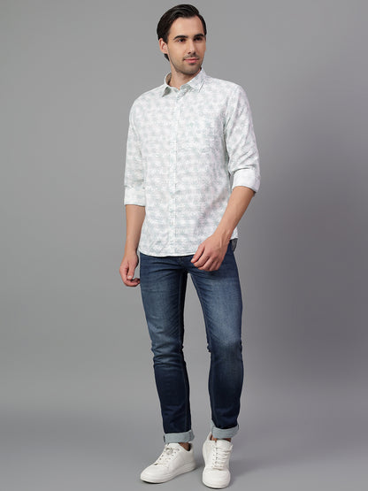 Casual Shirt for Men | Breathable & Soft with Color Fastness Regular Fit Spread Collar Neck Cotton Fabric Printed Pattern