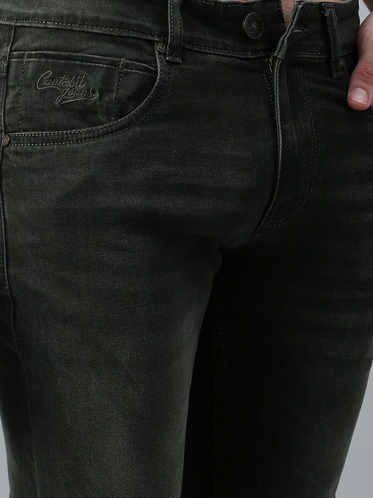 Denim Jeans for Men l Breathable & Soft with Color Fastness Ultra Narrow Fit Cotton Fabric Solid Pattern Button Closure