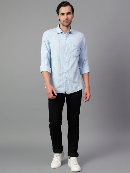 Casual Shirt for Men | Breathable & Soft with Color Fastness Regular Fit Spread Collar Neck Cotton Blend Fabric Checkered Pattern