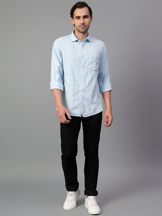 Casual Shirt for Men | Breathable & Soft with Color Fastness Regular Fit Spread Collar Neck Cotton Blend Fabric Checkered Pattern