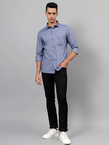 Casual Shirt for Men | Breathable & Soft with Color Fastness Regular Fit Spread Collar Neck Cotton Fabric Self Design Pattern