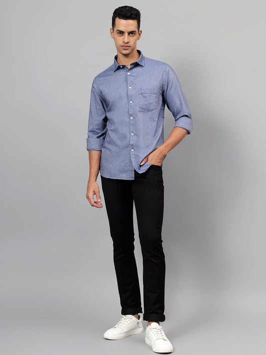 Casual Shirt for Men | Breathable & Soft with Color Fastness Regular Fit Spread Collar Neck Cotton Fabric Self Design Pattern