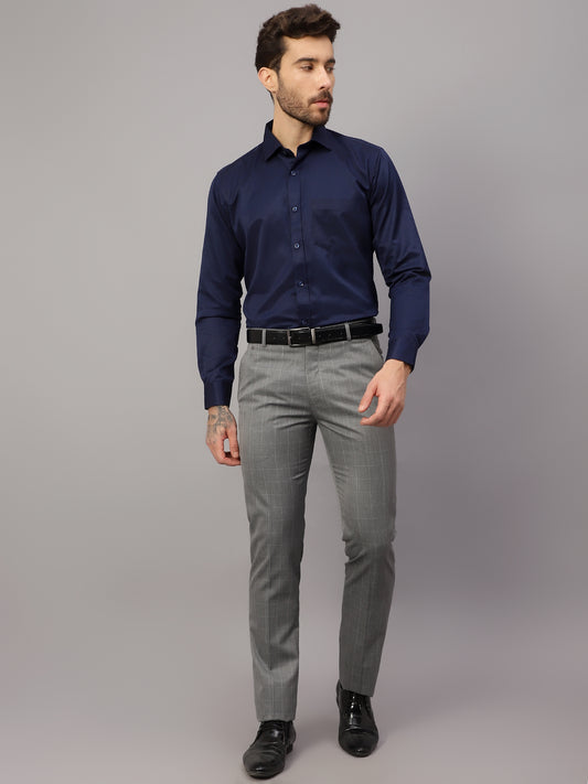 Formal Trouser for Men | Breathable & Soft with Color Fastness Regular Fit Poly Viscose Fabric Checkered Pattern Hook & Eye Closure