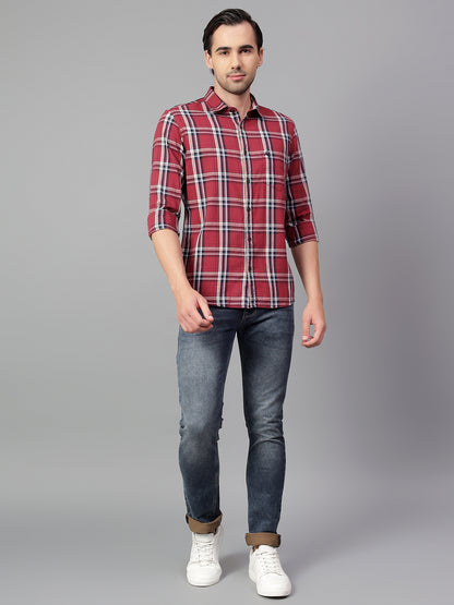 Casual Shirt for Men | Breathable & Soft with Color Fastness Regular Fit Spread Collar Neck Cotton Fabric Checkered Pattern