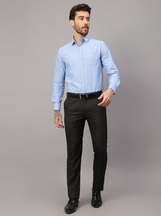 Formal Trouser for Men | Breathable & Soft with Color Fastness Regular Fit Poly Viscose Fabric Checkered Pattern Hook & Eye Closure