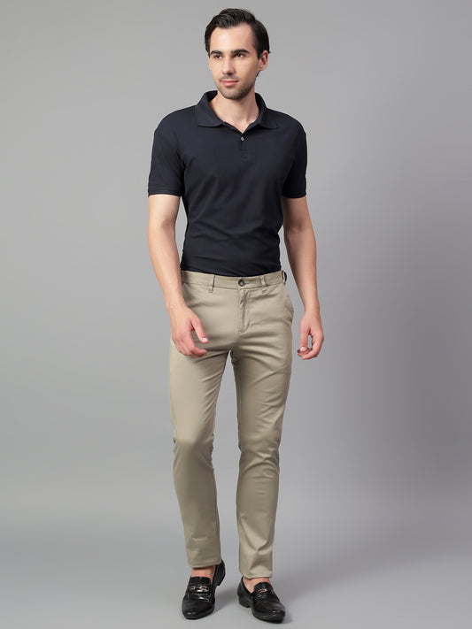 Casual Trouser for Men | Breathable & Soft with Color Fastness Regular Fit Cotton Blend Fabric Solid Pattern Button Closure