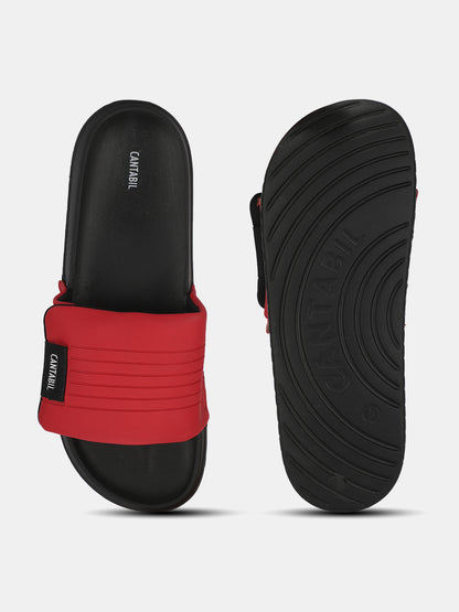 Men's Red Colourblock Sliders